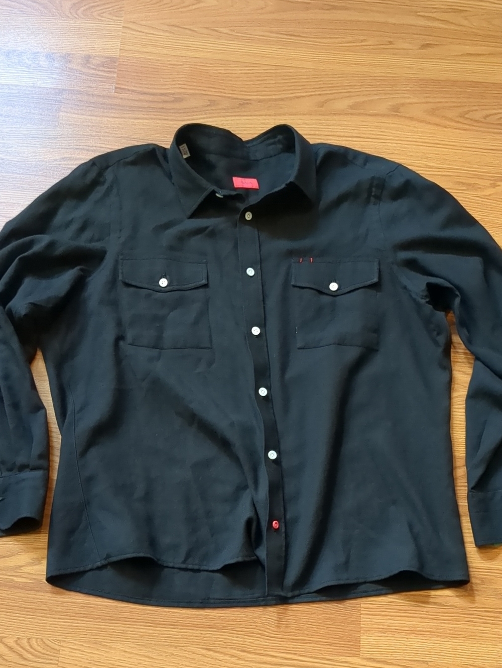 ISAIA Napoli Luxury Black Cotton Cashmere Button Down Shirt LS 17 43 XL - Picture 6 of 7